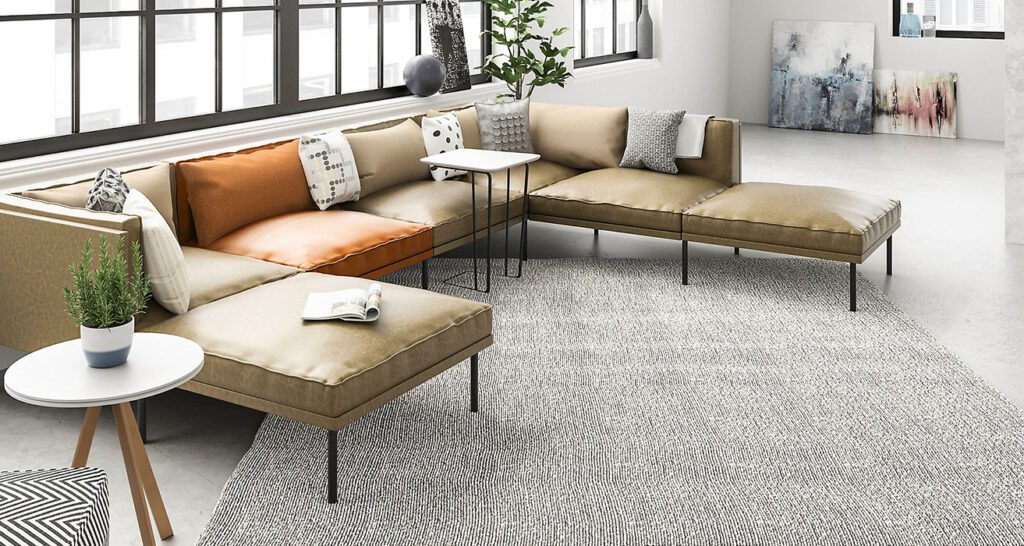 View of leather sectional sofa